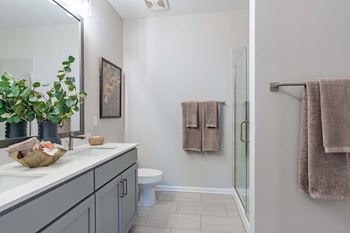 Porcelain tile flooring in bathrooms